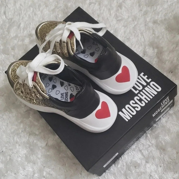 Love Moschino logo-print Leather Sneakers | White | FARFETCH LOVE Moschino sneakers size 37 NWT